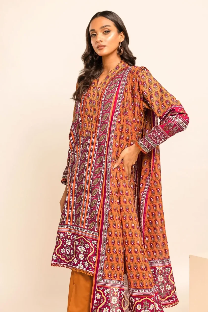 Unstitched 3Pc Printed Lawn Dress By Khaadi ALA231227 - Image 5