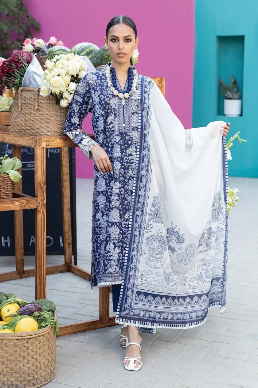 Unstitched 3Pc Printed Lawn Dress By Khaadi BLA231236 - Image 2