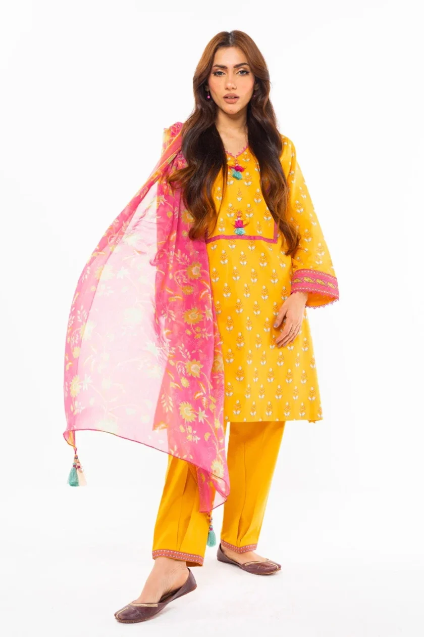 Unstitched 3Pc Printed Lawn Dress By Alkaram SS-25-1-24 - Image 2