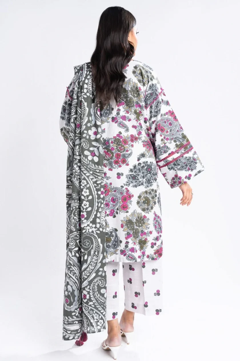 Unstitched 3Pc Printed Lawn Dress By Alkaram PF-48-24 - Image 3