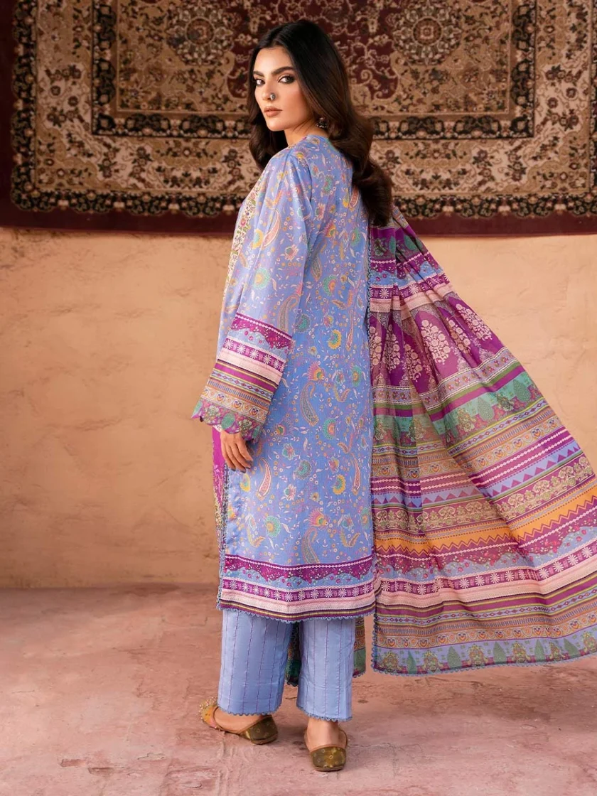 Unstitched 3Pc Embroidered Lawn Dress GullJee GulBano 01 - Image 2