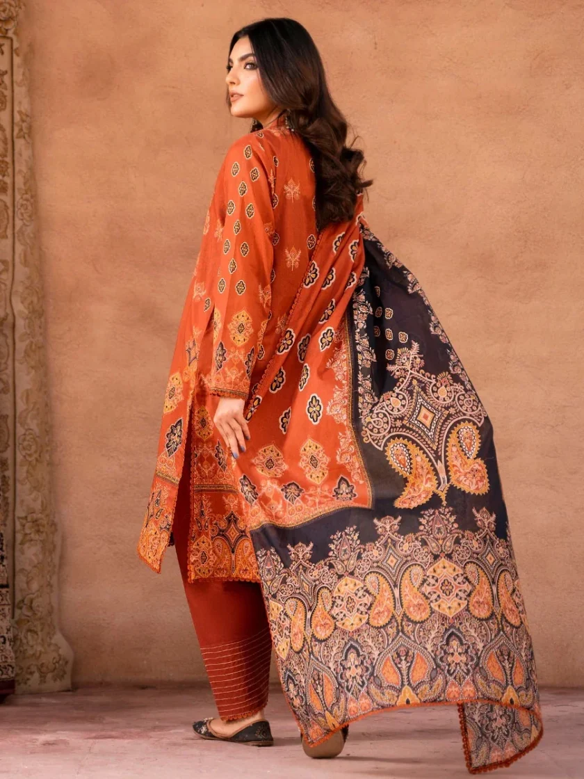 Unstitched 3Pc Embroidered Lawn Dress GullJee GulBano 05 - Image 2
