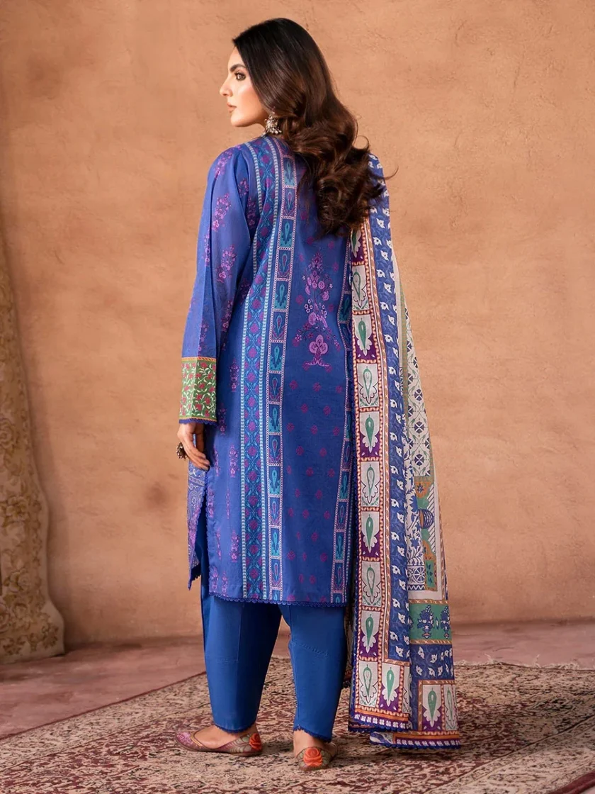 Unstitched 3Pc Embroidered Lawn Dress GullJee GulBano 08 - Image 2