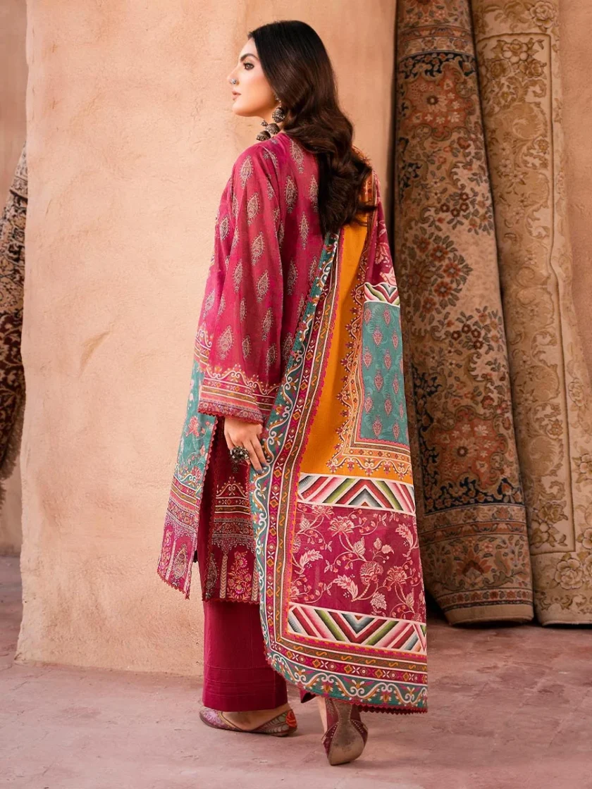 Unstitched 3Pc Embroidered Lawn Dress GullJee GulBano 10 - Image 2