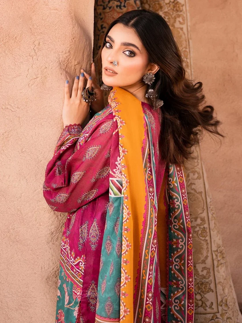 Unstitched 3Pc Embroidered Lawn Dress GullJee GulBano 10 - Image 3