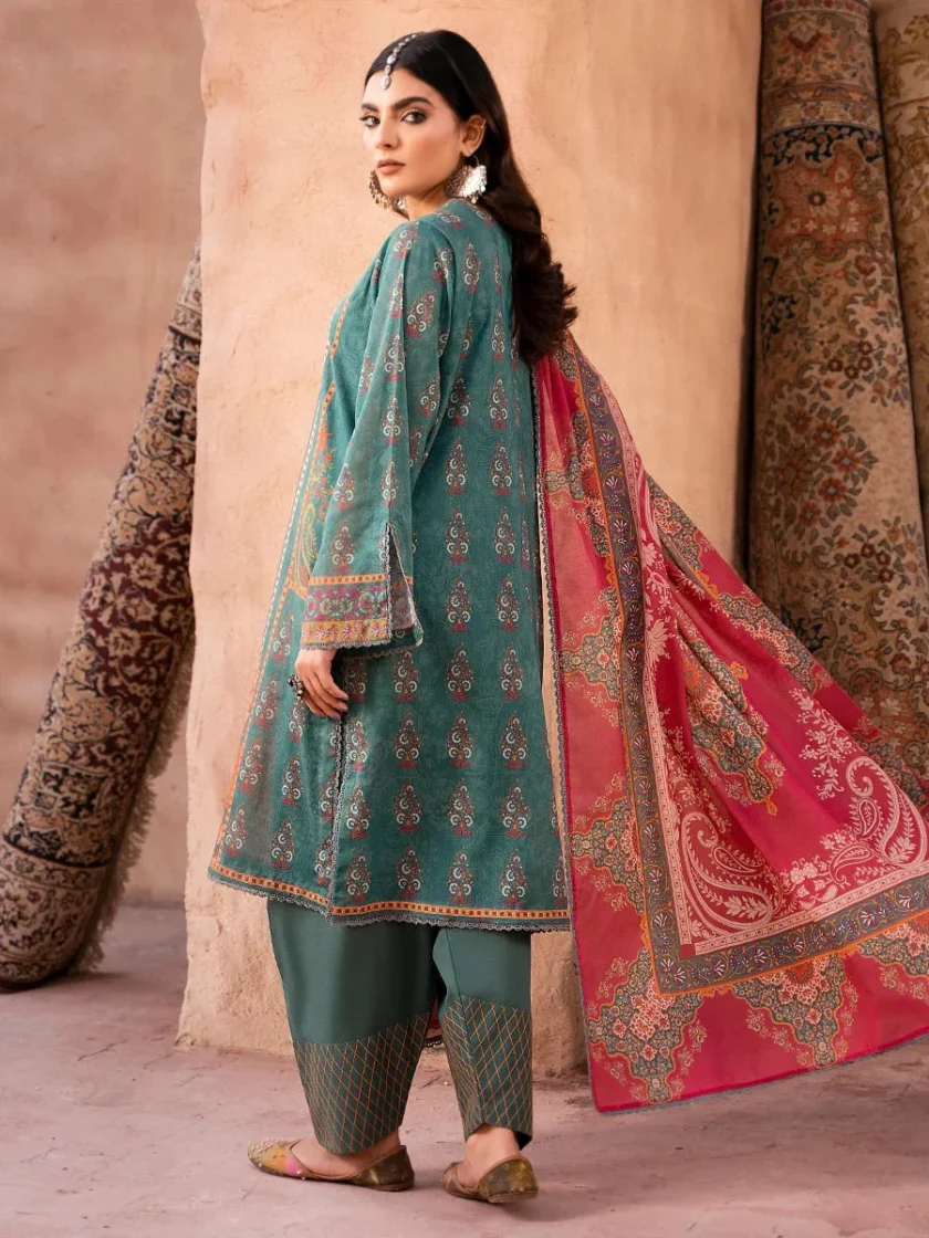 Unstitched 3Pc Embroidered Lawn Dress GullJee GulBano 11 - Image 2