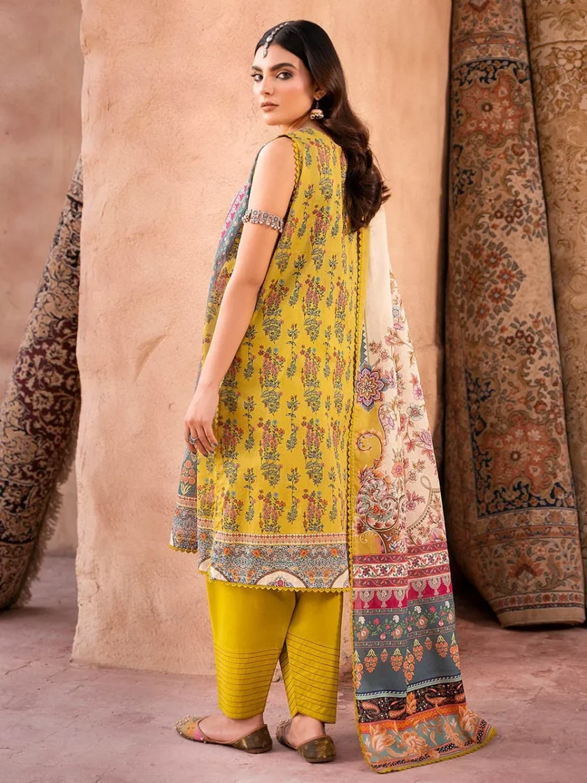 Unstitched 3Pc Embroidered Lawn Dress GullJee GulBano 12 - Image 2