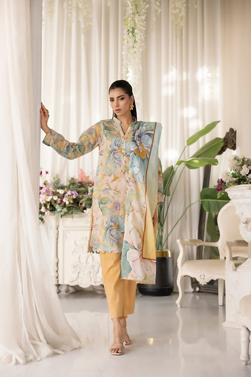 Unstitched 3Pc Printed Lawn Dress By Regalia Salina02 - Image 3