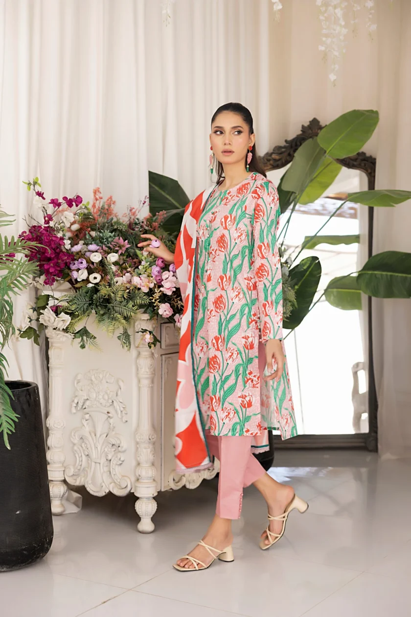 Unstitched 3Pc Printed Lawn Dress By Regalia Salina06 - Image 3