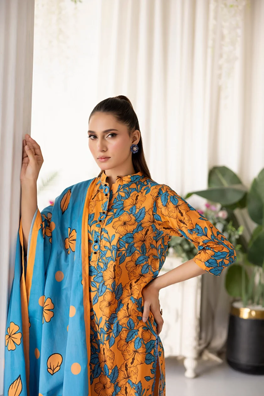 Unstitched 3Pc Printed Lawn Dress By Regalia Salina09 - Image 4