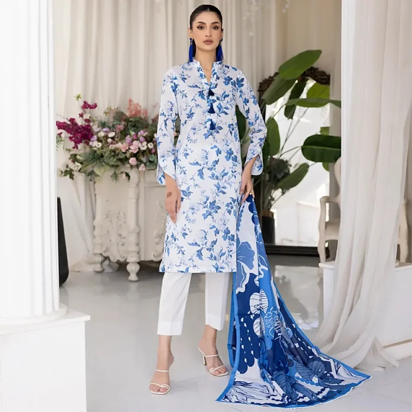 Unstitched 3Pc Printed Lawn Dress By Regalia Salina10 - Image 3