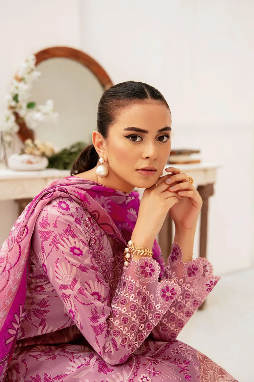 Unstitched 3Pc Embroidered Lawn Dress Ramsha Rangrez 706 - Image 5