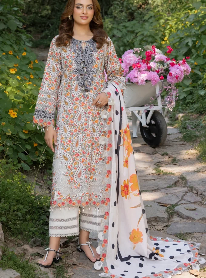 Unstitched 3 Piece Embroidered Lawn Dress Charizma Range CRN505