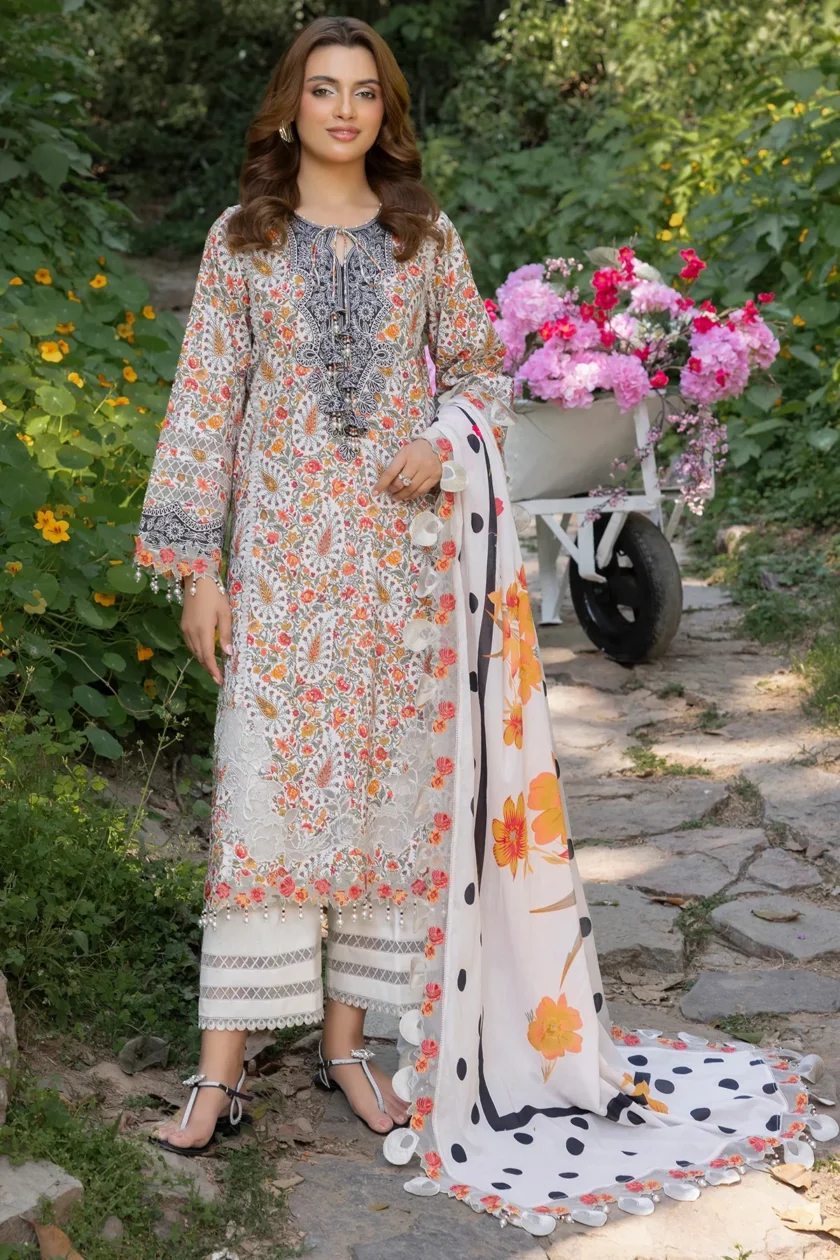 Unstitched 3 Piece Embroidered Lawn Dress Charizma Range CRN505