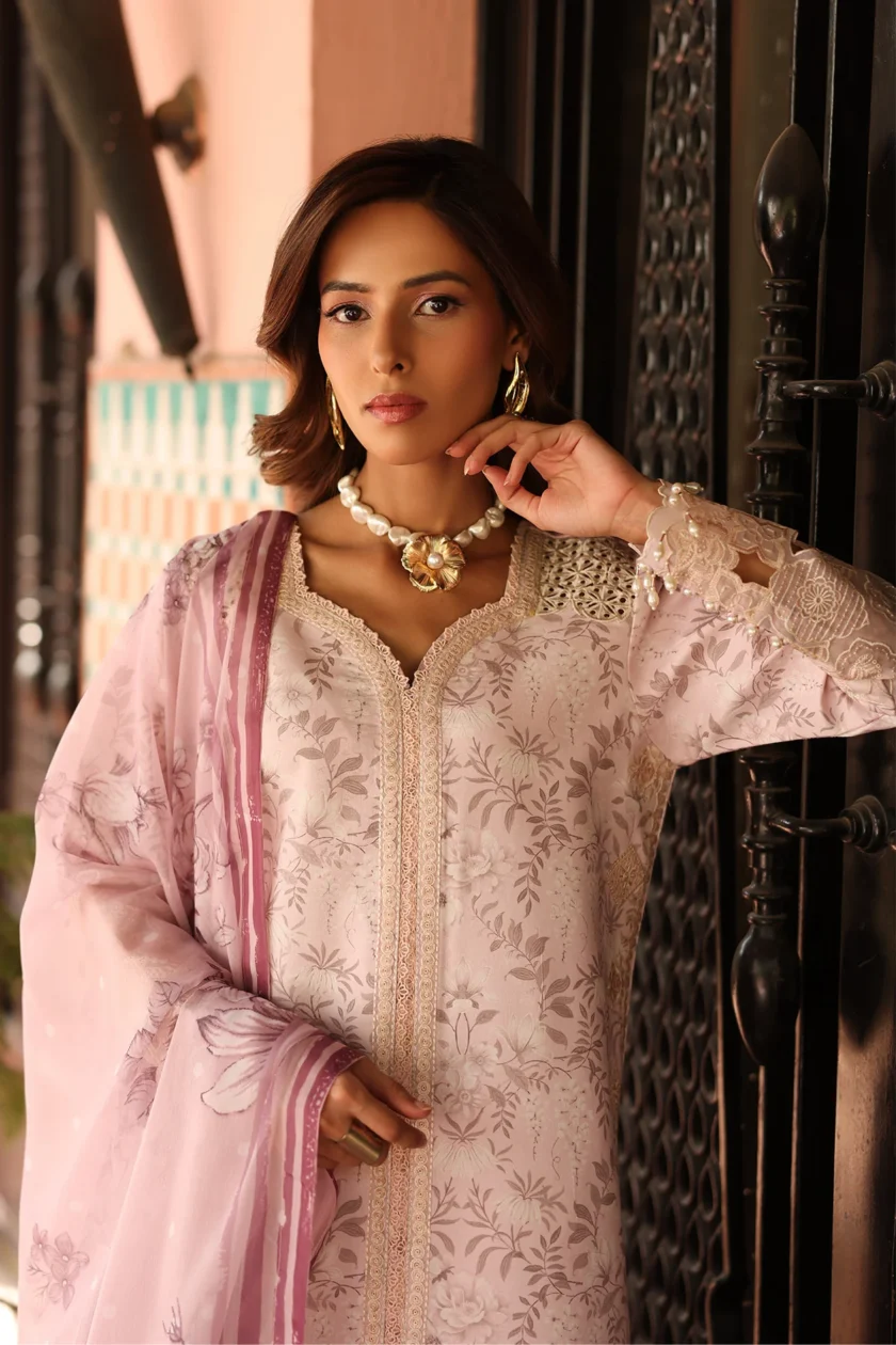 Unstitched 3Pc Printed Embroidered Lawn Dress Alizeh Aruna - Image 3