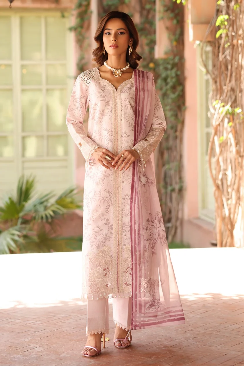Unstitched 3Pc Printed Embroidered Lawn Dress Alizeh Aruna - Image 4