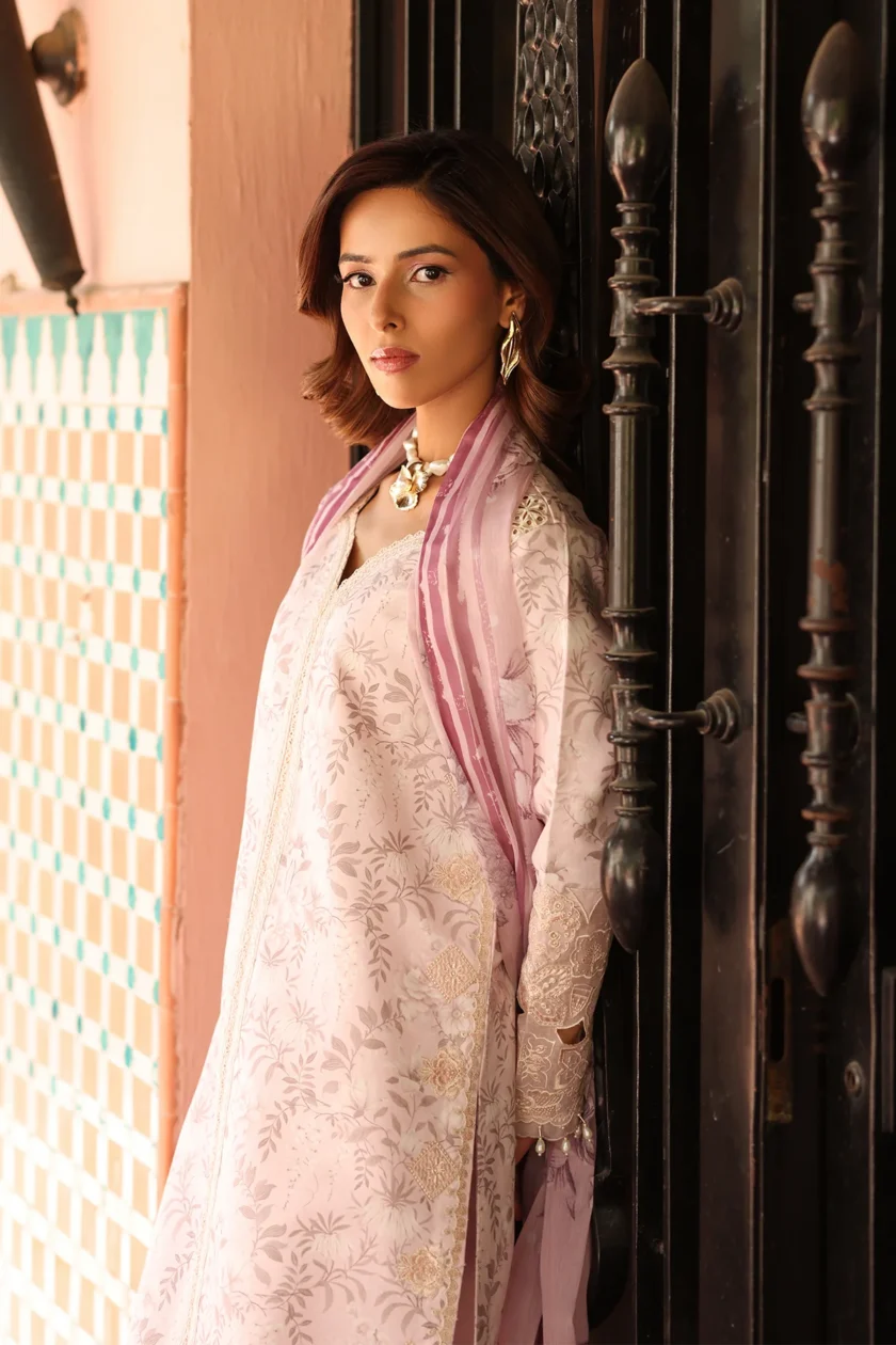 Unstitched 3Pc Printed Embroidered Lawn Dress Alizeh Aruna - Image 6