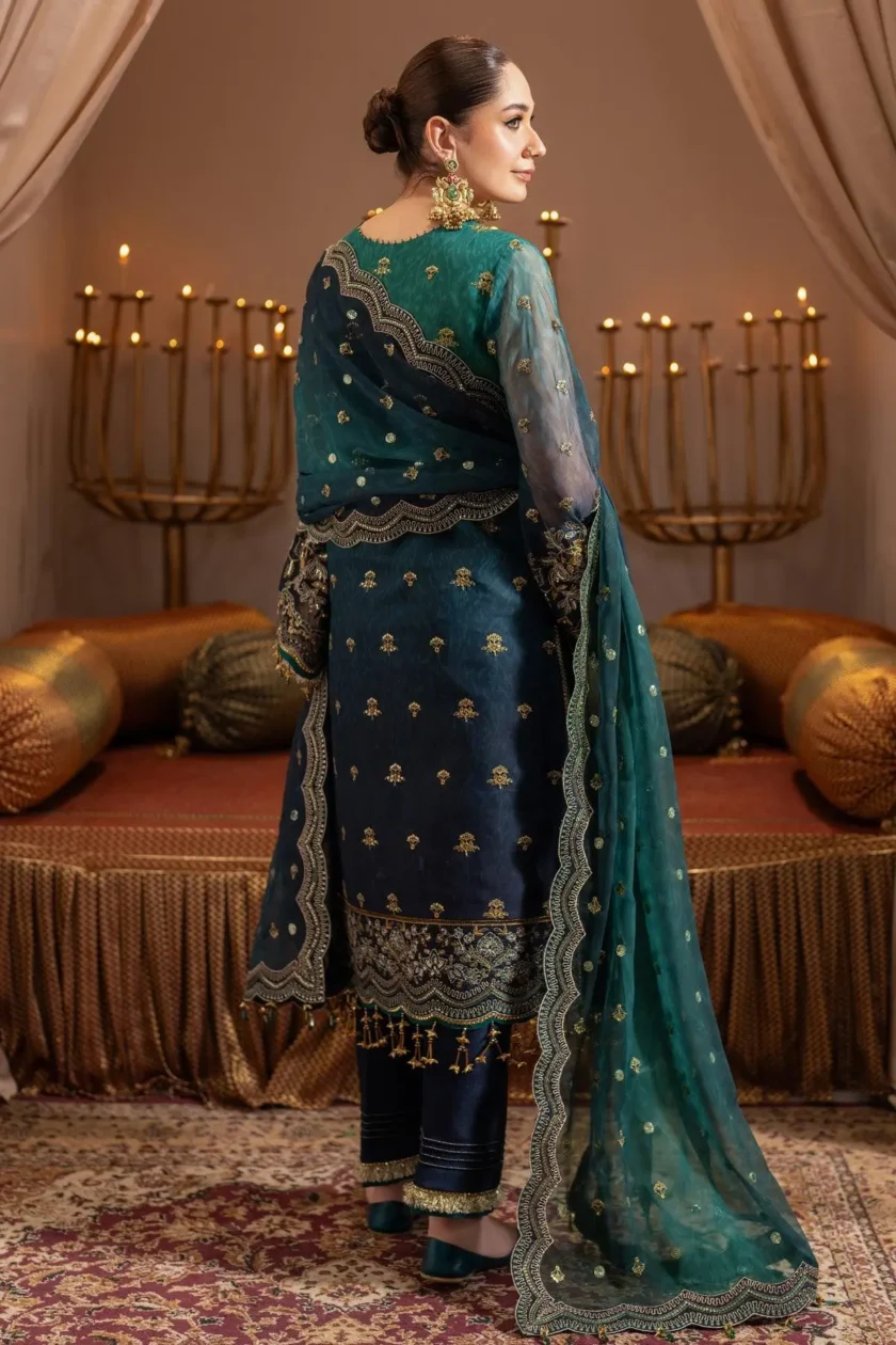Unstitched 3Pc Printed Embroidered Chiffon Dress Alizeh Deewani - Image 2
