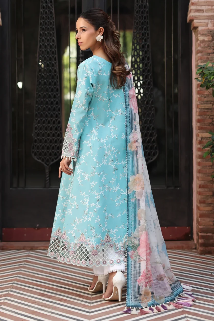 Unstitched 3Pc Printed Embroidered Lawn Dress Alizeh Reed - Image 3