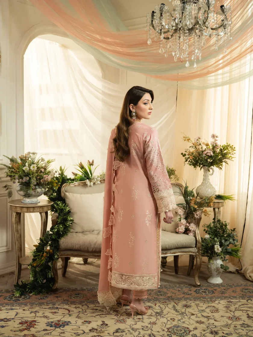 Unstitched 3Pc Printed Embroidered Lawn Dress Aneela Rizwan Blush - Image 2