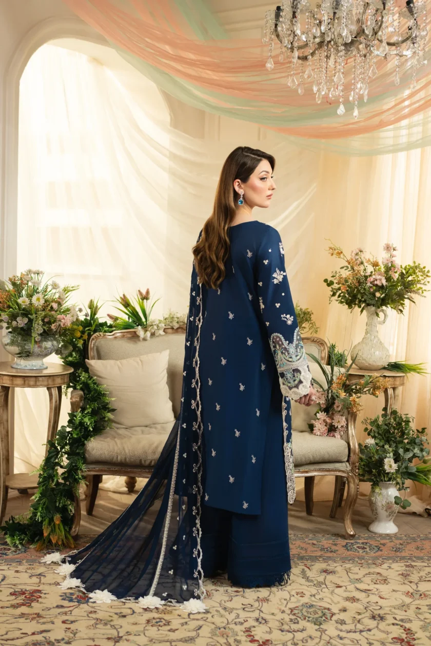 Unstitched 3Pc Printed Embroidered Lawn Dress Aneela Rizwan Celestial - Image 2