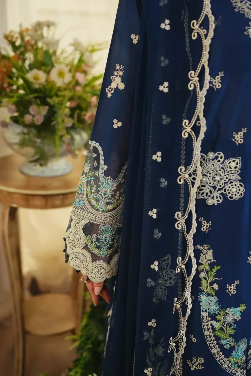 Unstitched 3Pc Printed Embroidered Lawn Dress Aneela Rizwan Celestial - Image 4