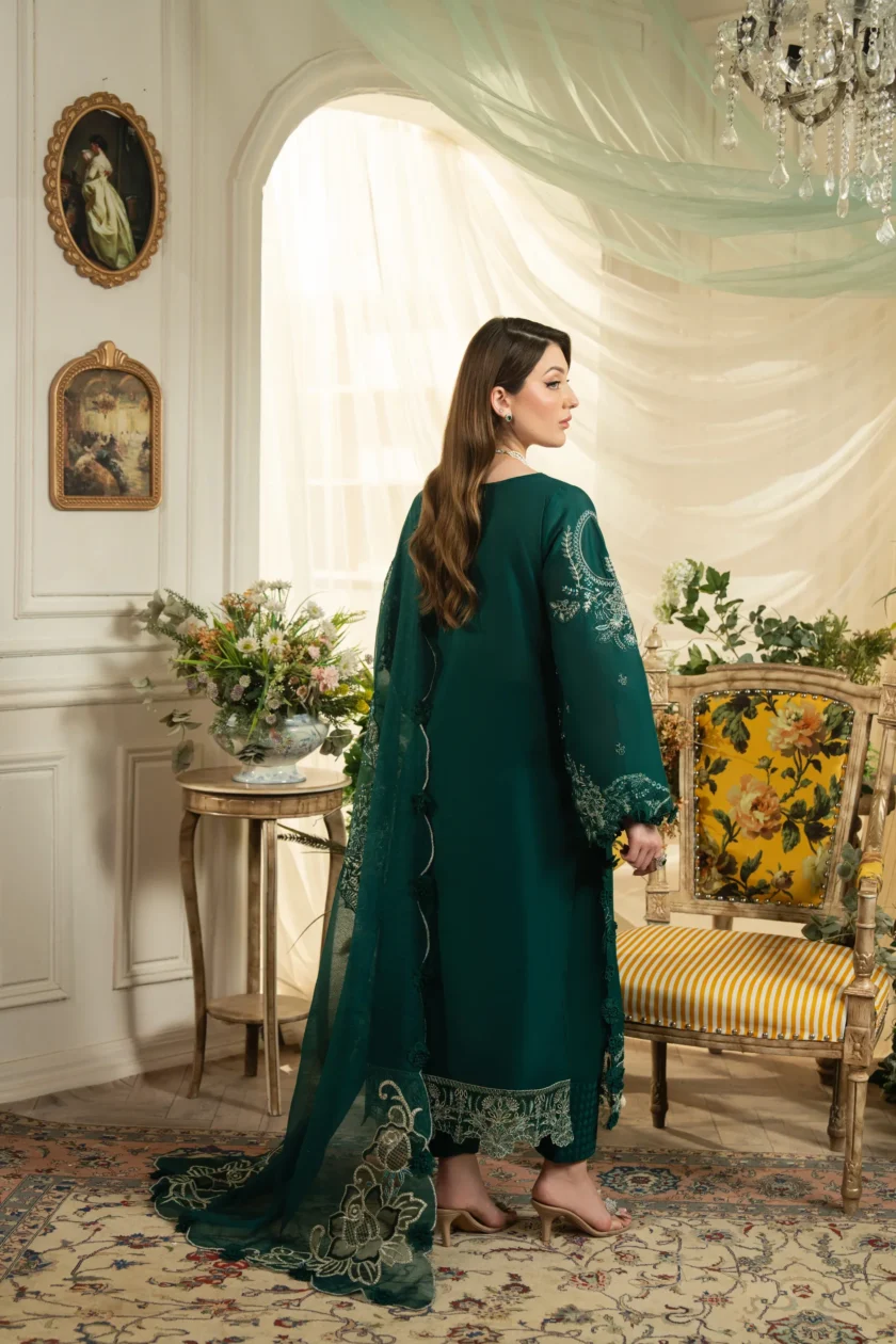 Unstitched 3Pc Printed Embroidered Lawn Dress Aneela Rizwan Ethereal - Image 2
