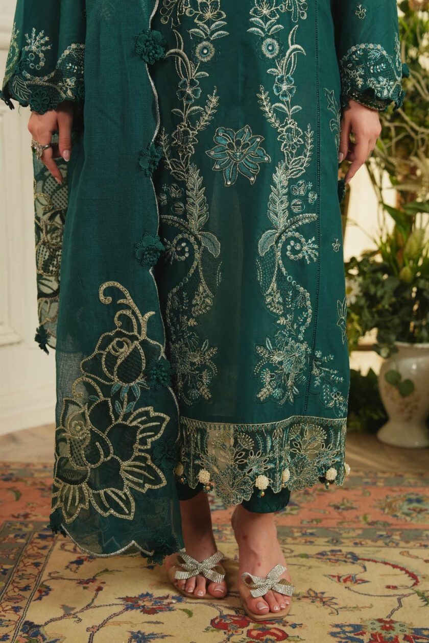 Unstitched 3Pc Printed Embroidered Lawn Dress Aneela Rizwan Ethereal - Image 3