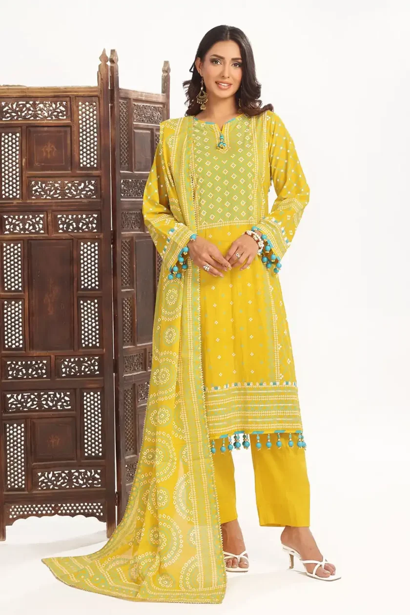 Unstitched 3Pc Printed Lawn Dress by Gul Ahmed CL-52138A - Image 2