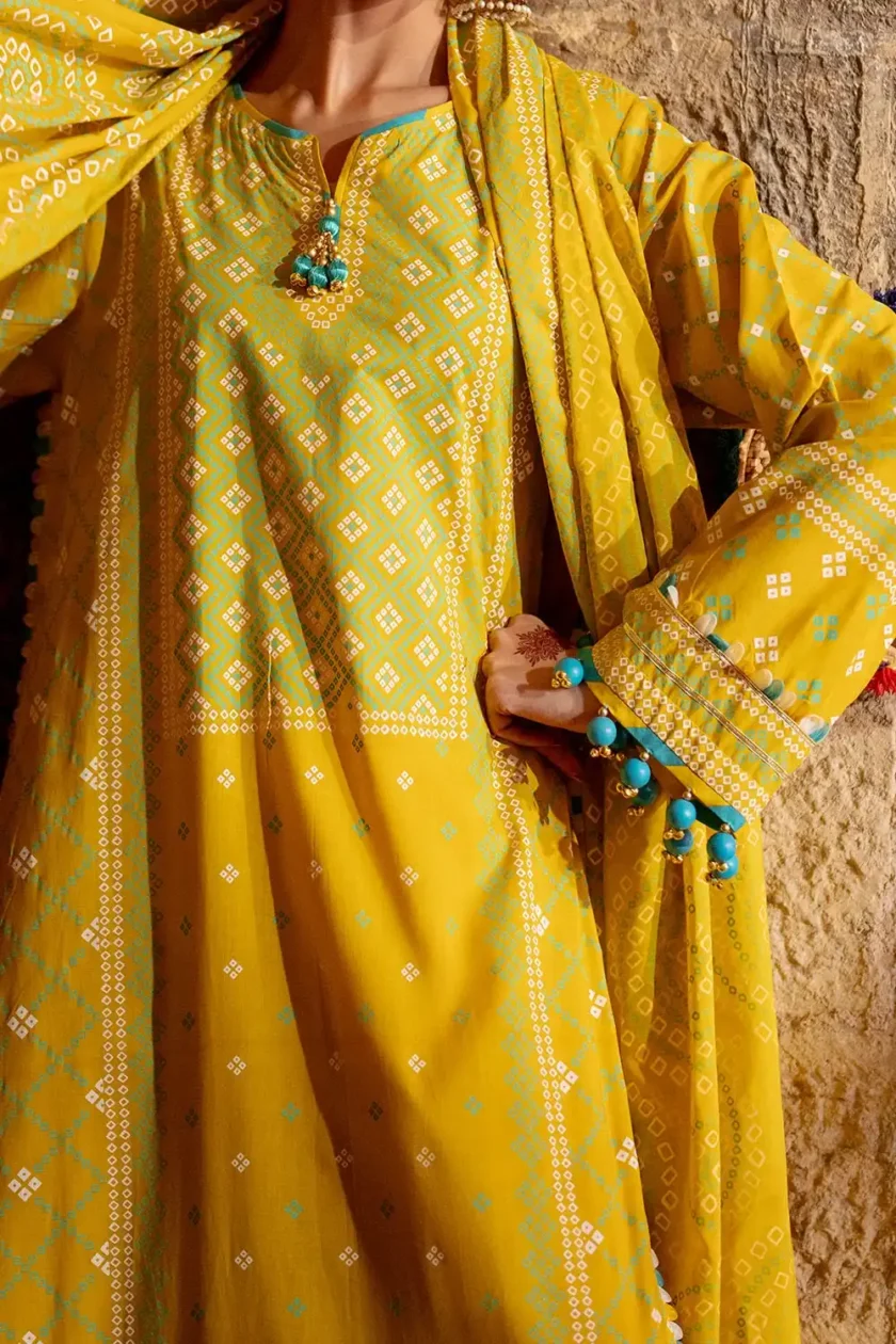 Unstitched 3Pc Printed Lawn Dress by Gul Ahmed CL-52138A - Image 3