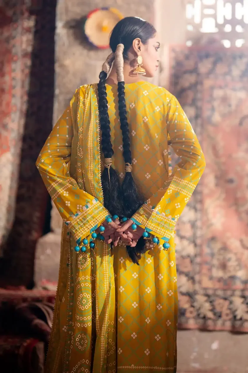 Unstitched 3Pc Printed Lawn Dress by Gul Ahmed CL-52138A - Image 4