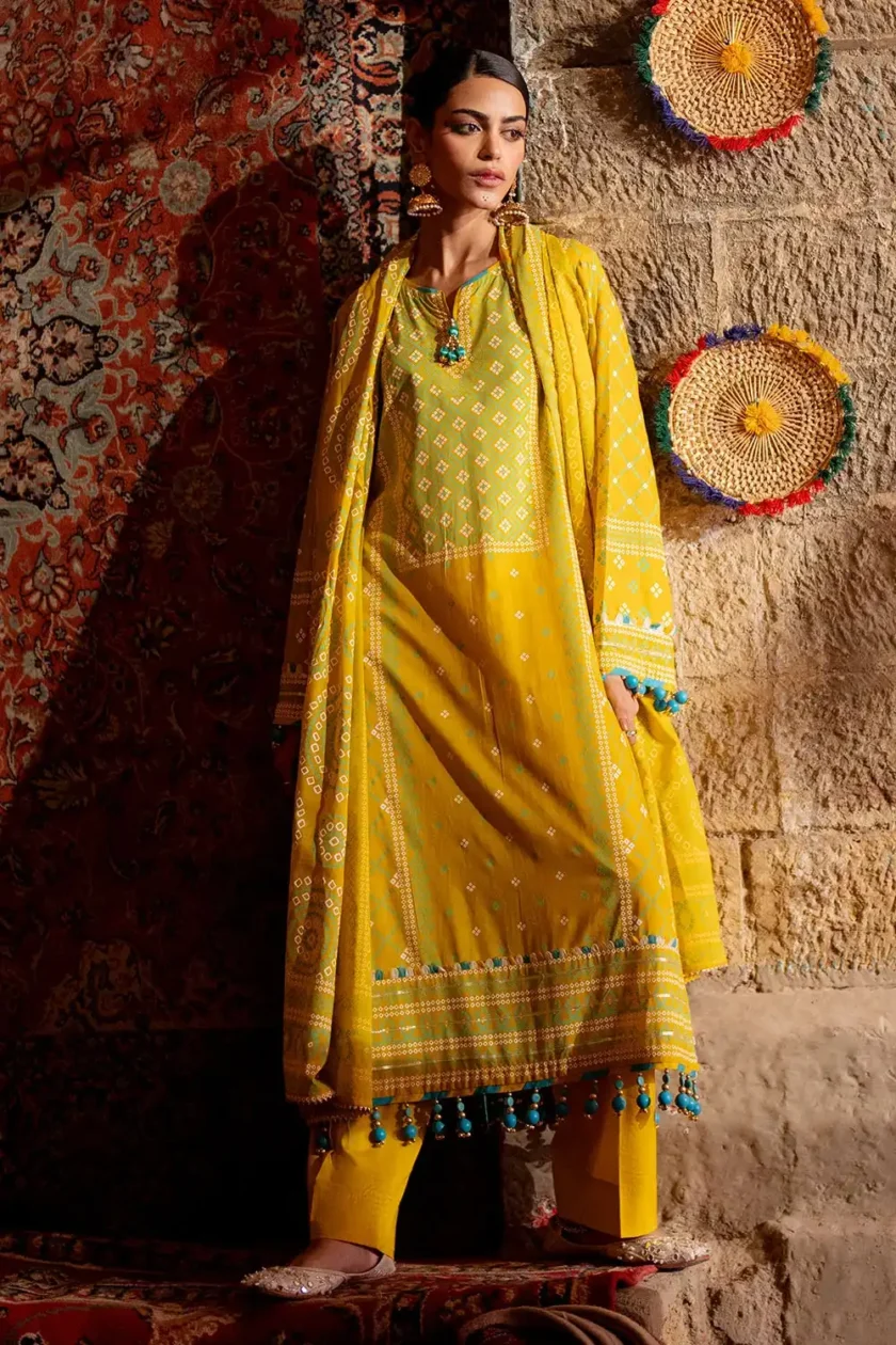 Unstitched 3Pc Printed Lawn Dress by Gul Ahmed CL-52138A - Image 5