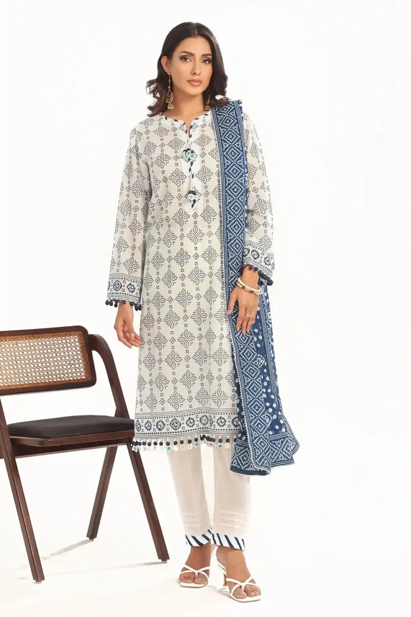 Unstitched 3Pc Printed Lawn Dress by Gul Ahmed CL-42316B - Image 5