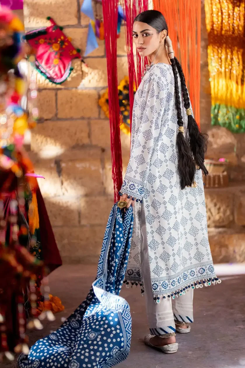 Unstitched 3Pc Printed Lawn Dress by Gul Ahmed CL-42316B - Image 4