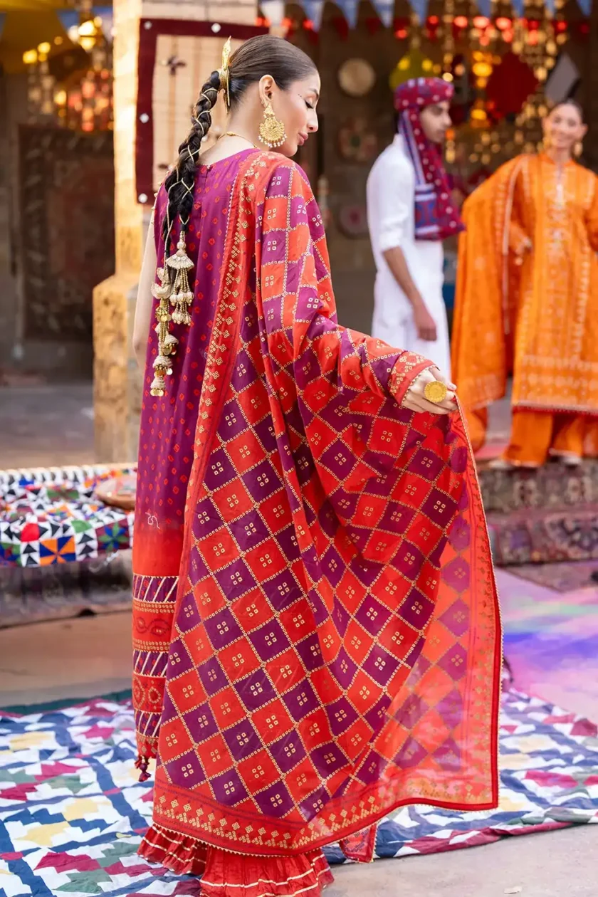 Unstitched 3Pc Printed Lawn Dress by Gul Ahmed CL-52410B - Image 4