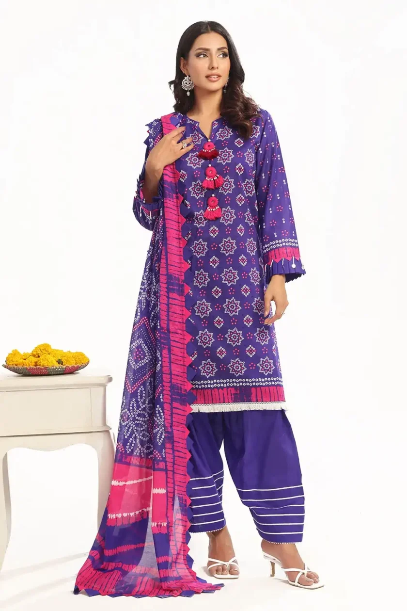 Unstitched 3Pc Printed Lawn Dress by Gul Ahmed CL-52445B - Image 6
