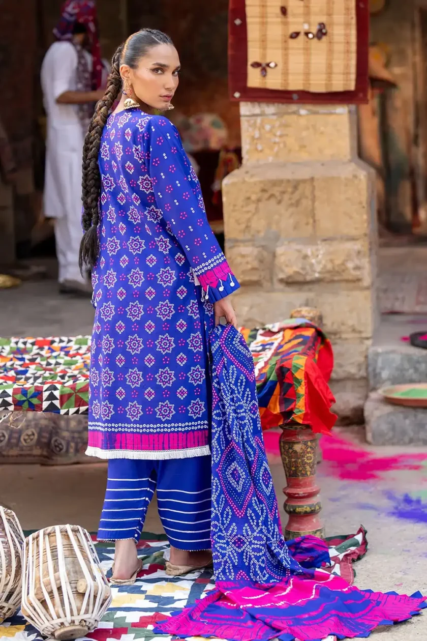 Unstitched 3Pc Printed Lawn Dress by Gul Ahmed CL-52445B - Image 5