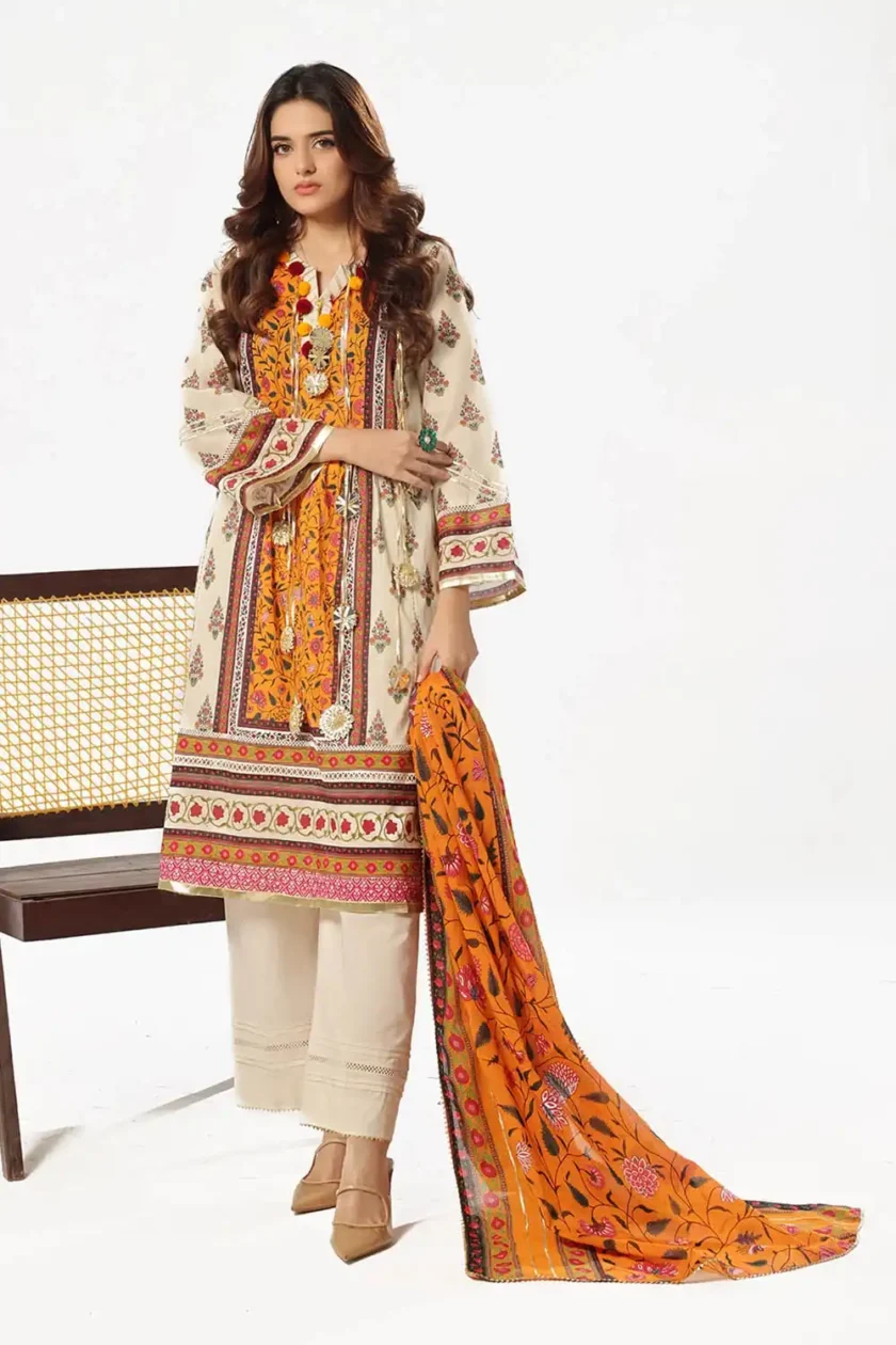 Unstitched 3Pc Printed Lawn Dress by Gul Ahmed CL-52503 - Image 5