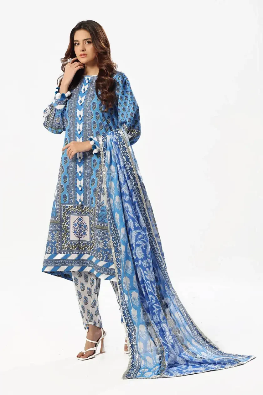Unstitched 3Pc Printed Lawn Dress by Gul Ahmed CL-52506 - Image 6