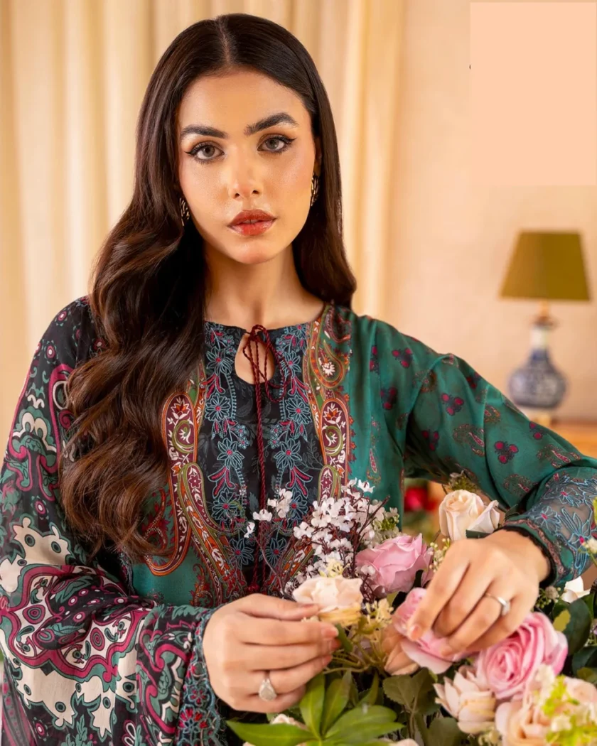 Unstitched 3Pc Printed Embroidered Lawn Dress by GullJee RP902 - Image 2