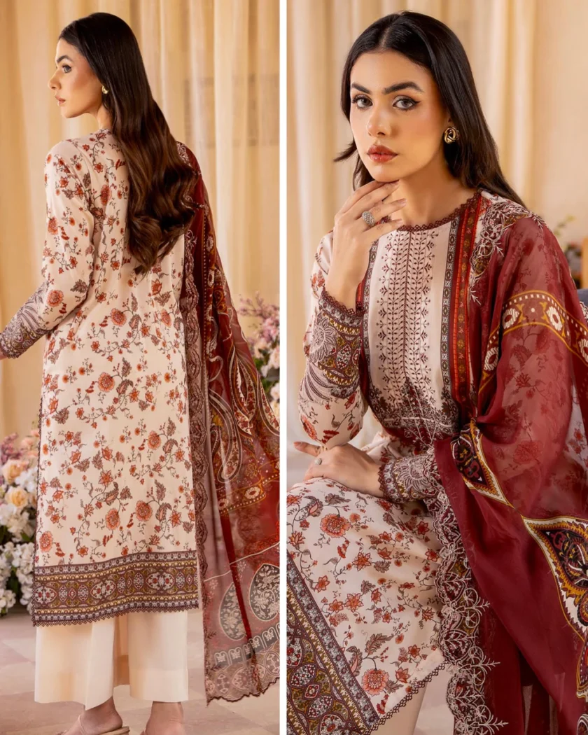 Unstitched 3Pc Printed Embroidered Lawn Dress by GullJee RP903 - Image 2
