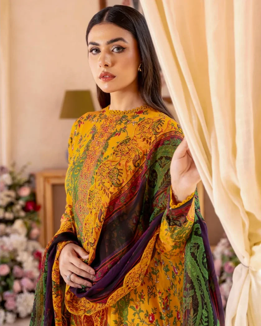 Unstitched 3Pc Printed Embroidered Lawn Dress by GullJee RP904 - Image 2