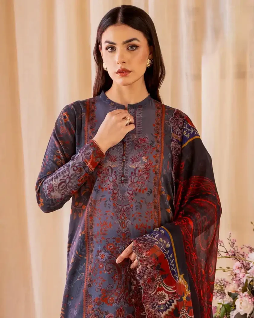 Unstitched 3Pc Printed Embroidered Lawn Dress by GullJee RP905 - Image 2