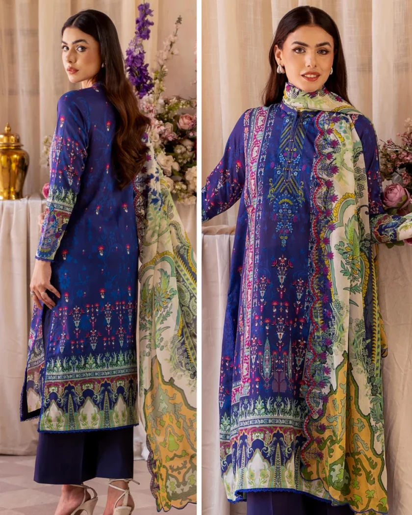Unstitched 3Pc Printed Embroidered Lawn Dress by GullJee RP906 - Image 2