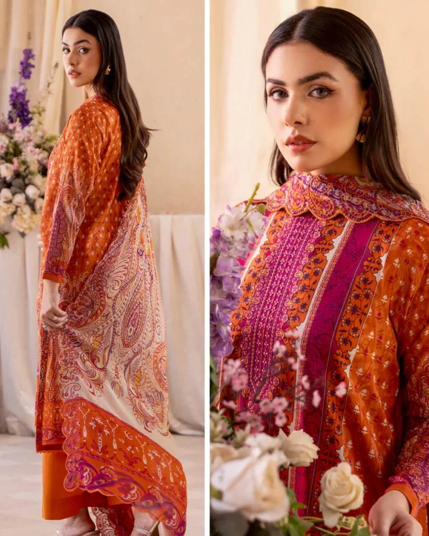 Unstitched 3Pc Printed Embroidered Lawn Dress by GullJee RP909 - Image 2