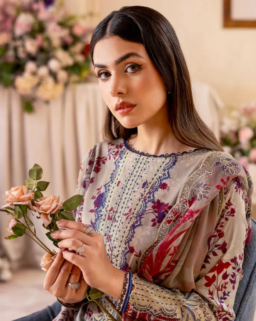 Unstitched 3Pc Printed Embroidered Lawn Dress by GullJee RP910 - Image 2