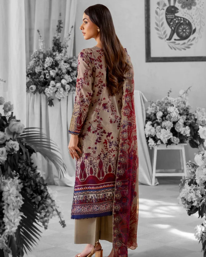 Unstitched 3Pc Printed Embroidered Lawn Dress by GullJee RP910 - Image 3
