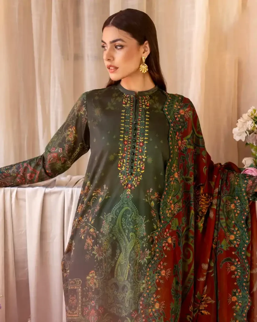 Unstitched 3Pc Printed Embroidered Lawn Dress by GullJee RP911 - Image 2