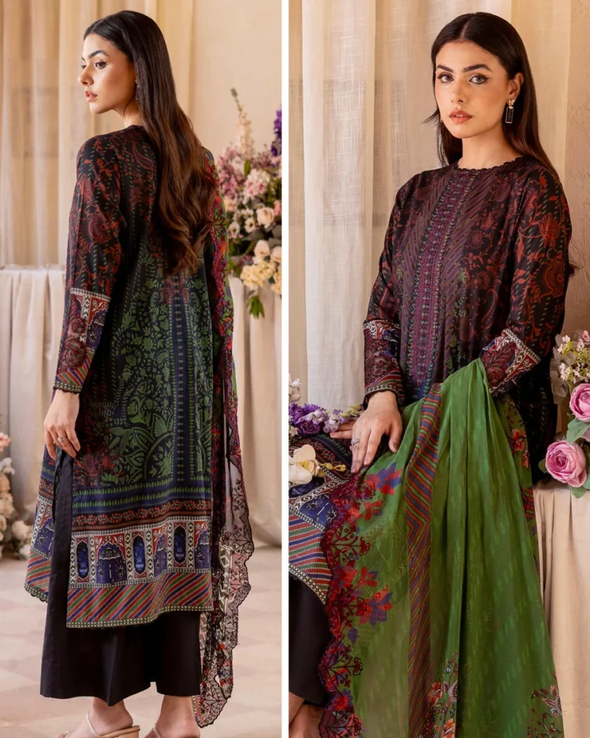 Unstitched 3Pc Printed Embroidered Lawn Dress by GullJee RP912 - Image 2