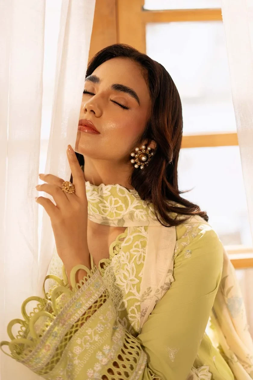 Unstitched 3 Piece Embroidered Luxury Lawn Dress Gulnaz Sajni Zarposh - Image 5